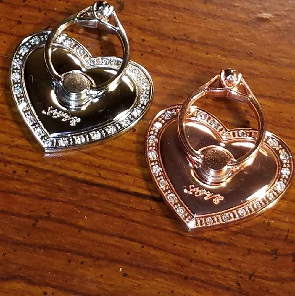 Heart Shape Cell Phone Ring Holder-Fits all Phones, Rose Gold